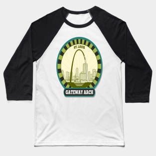 St. Louis- Gateway Arch Retro-Vintage Patch Baseball T-Shirt